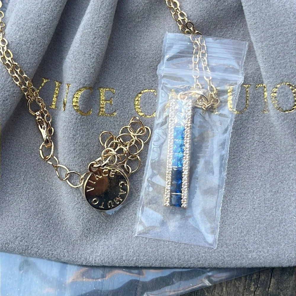 NWT VINCE CAMUTO BLUE OMBRÉ CZ NECKLACE - Picture 8 of 9
